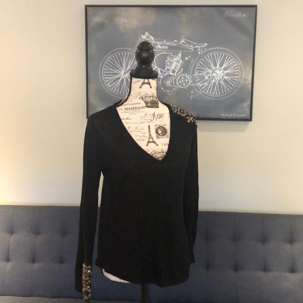 Embellished asymmetric wool ZARA top